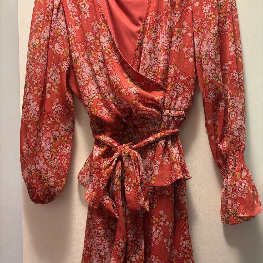Floral Wrap Dress with Belt